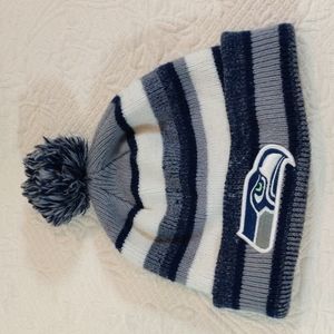 Seahawks Knit Beanie Cap With Pom